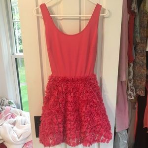 Pink dress with embroidered flowers